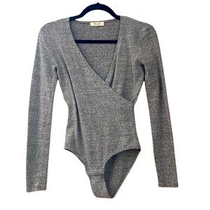 Madewell Gray Wrap Thong Bodysuit